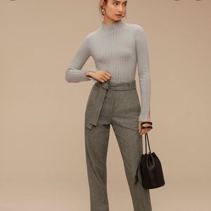Aritzia Wilfred Bloy Mock Neck Fine Merino Wool Ribbed Sweater